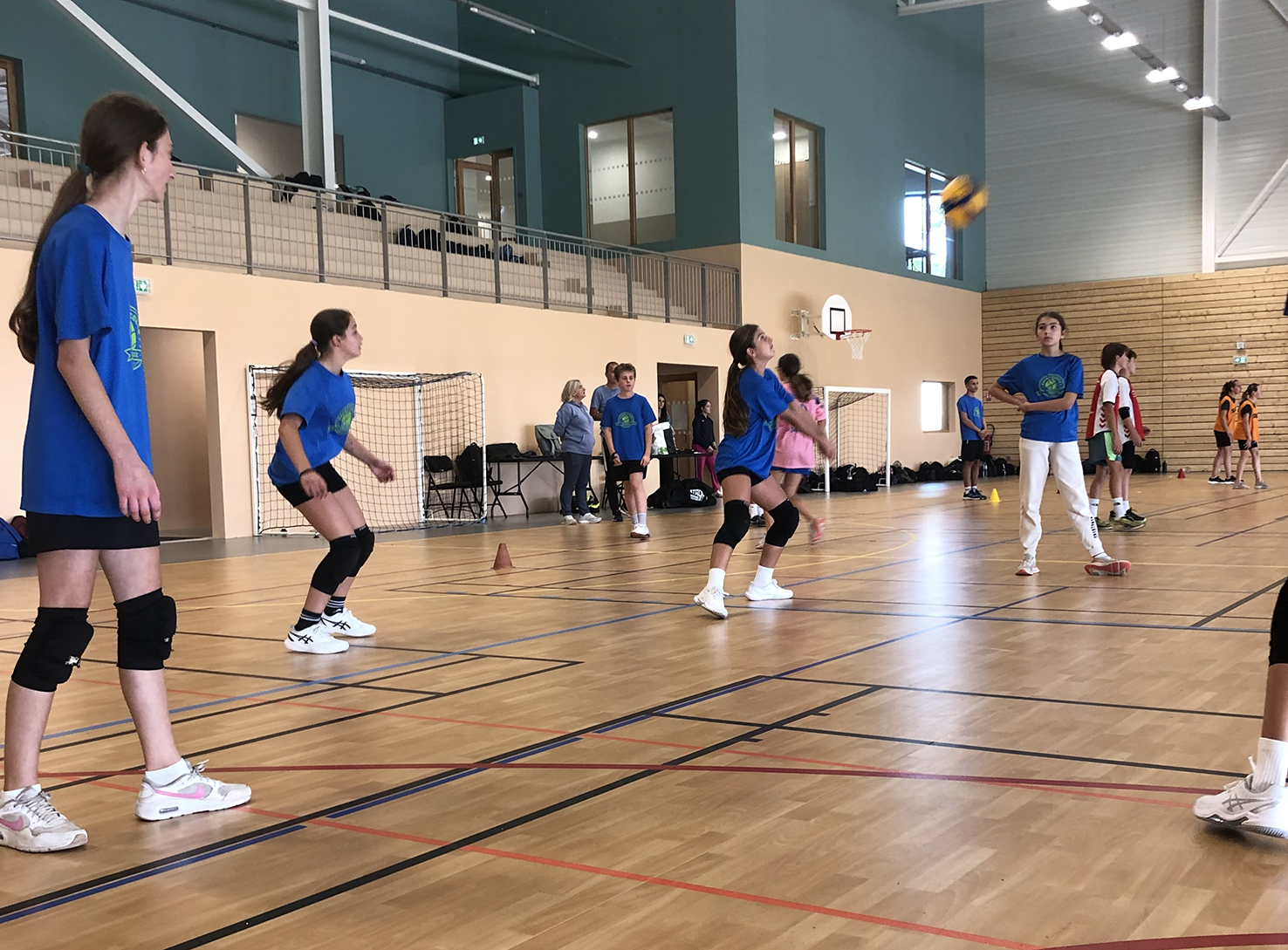 Groupe d'élèves en activité volley ball